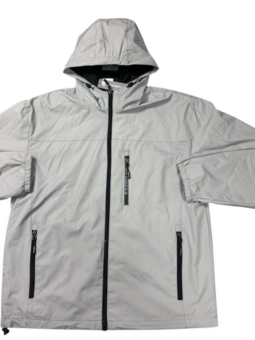 New Balance Light Gray Hooded Windbreaker Jacket - Men's size L